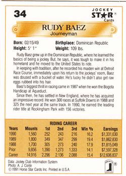 1991 Jockey Star Jockeys #34 Rudy Baez Back
